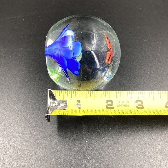 LSArts Art Glass Paperweight Blue with Red butterfly  Paper Weight - Picture 8 of 9